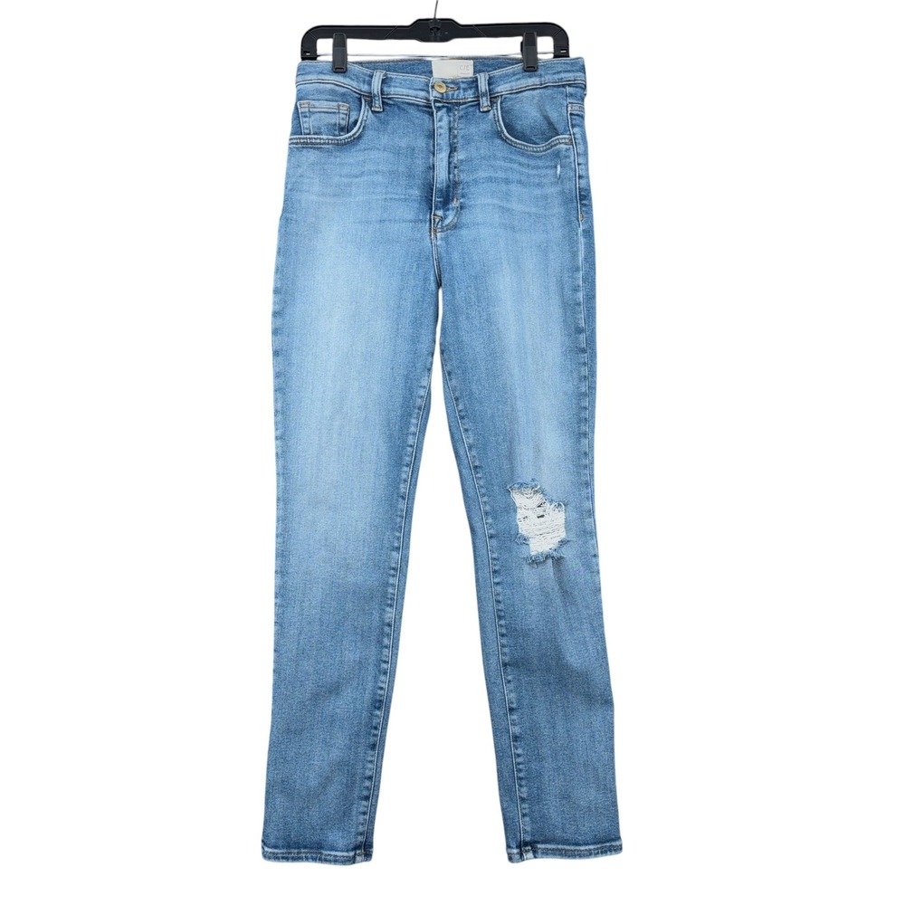 Current/Elliott High Rise Skinny Women 30‎ Cotton Blend Blue Distressed Jeans
